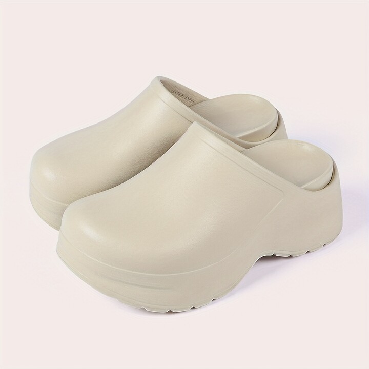 Women & apos;s Solid Color Closed Toe Mules Breathable Side Openings Thick EVA Sole Adjustable Comfort Laboratory Office Casual Shoes