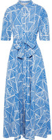 Thumbnail for your product : Iris & Ink Pindo Belted Printed Cotton-voile Maxi Shirt Dress