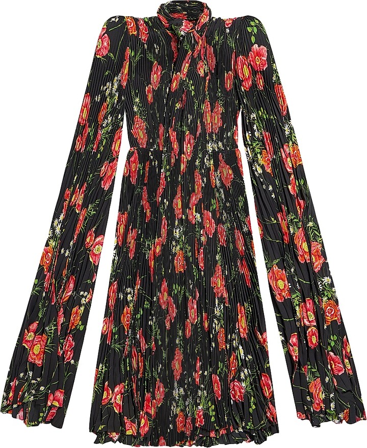 Balenciaga Women's Poppy Scarf Pleated Dress - Black - Size 4