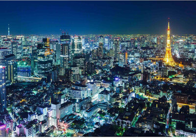 IDEA4WALL Tokyo Skyline at Night Self-Adhesive Large Wallpaper