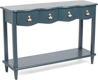 TJMAXX 47.25X32 Two Drawer Scalloped Front Console Table With Lower Shelf, Gold