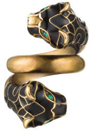 Gucci Tiger Head Ring With Black Enamel And Crystals