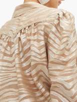 Thumbnail for your product : Dundas Tiger-striped Silk-blend Wrap Blouse - Womens - Silver Multi
