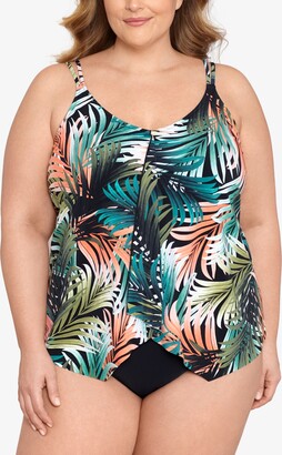 Swimsuits For All Women's Plus Size Plunge Tankini Top - 8, Ombre : Target