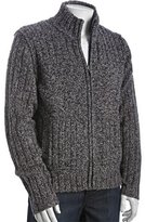 Thumbnail for your product : Cullen navy tweed wool blend mock neck zip front sweater