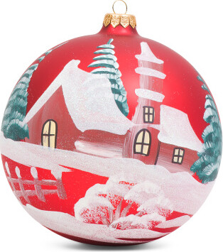TJMAXX 6In Handmade Winter Landscape Glass Ornament