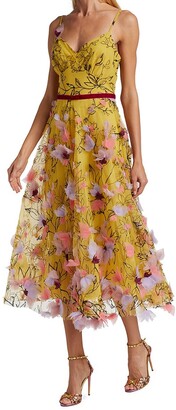 Marchesa Notte Floral Embroidered Gown