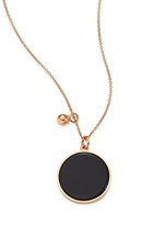 Thumbnail for your product : ginette_ny Ever Onyx & 18K Rose Gold Round Pendant Necklace