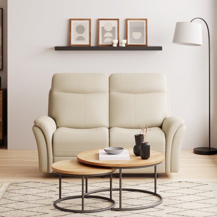 Dunelm Monte Distressed Faux Leather Reclining 2 Seater Sofa Natural ShopStyle