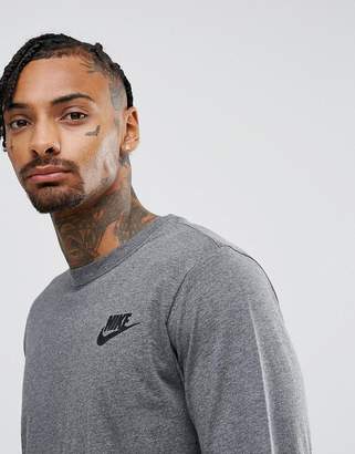 Nike Long Sleeve Cuff Logo T-Shirt In Grey 888422-071