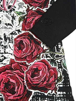 Miss Blumarine Roses Satin & Cotton Jersey Maxi T-Shirt