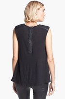 Thumbnail for your product : Alice + Olivia Leather Shoulder Muscle Tee