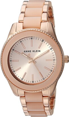 Anne Klein Women's AK/3214LPRG Rose Gold-Tone and Light Pink Resin Bracelet Watch