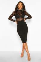 Thumbnail for your product : boohoo Laced Detail High Neck Midi Dress
