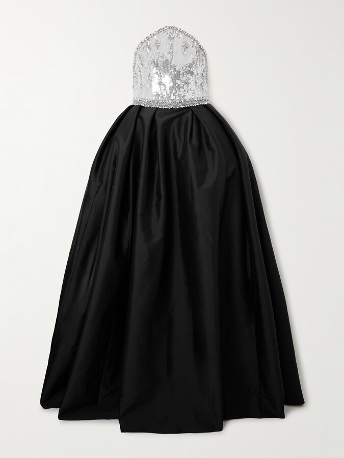 Sabina Bilenko - Crystal-embellished Sequined Mikado Gown - Black