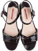 Thumbnail for your product : Prada Sport Patent Leather Wedge Sandals