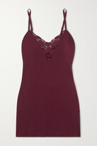 Thumbnail for your product : Eberjey Naya Lace-trimmed Stretch-tencel Modal Chemise - Burgundy
