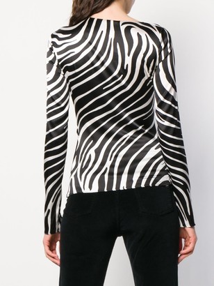 Versace Zebra Print Asymmetric Blouse