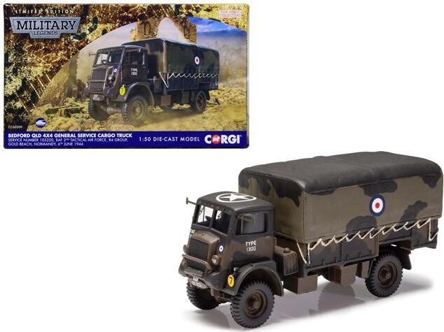Corgi Bedford QLD 4X4 General Service Cargo Truck '2nd Tactical Air Force, Normandy' British Royal Air Force 1/50 Diecast Model
