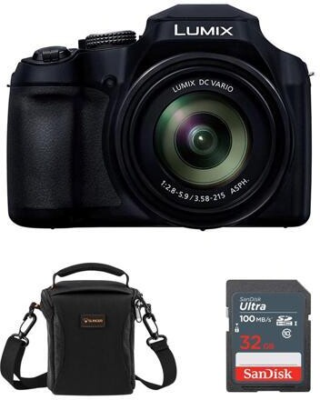 Panasonic LUMIX FZ80D 18.1MP Point & Shoot Digital Camera, Bundle with Ultra 32GB Memory Card and Alpine 120 Shoulder Bag