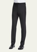 Thumbnail for your product : Tom Ford O'Connor Base Flat-Front Sharkskin Trousers, Black
