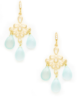 Thumbnail for your product : Indulgems Chalcedony Petite Peacock Feather Chandelier Earrings