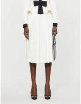 Thumbnail for your product : Alessandra Rich Pleated high-waisted wool midi skirt