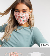 Thumbnail for your product : Skinnydip 2 pack face covering with adjustable straps in plain white and peachy print