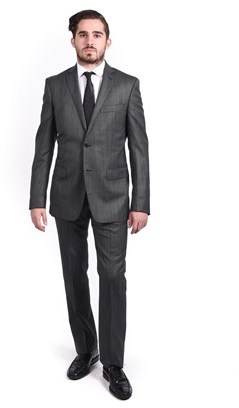 Versace Men's Patterned Wool 2-button Suit Black.