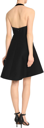 Halston Cotton And Silk-blend Halterneck Mini Dress