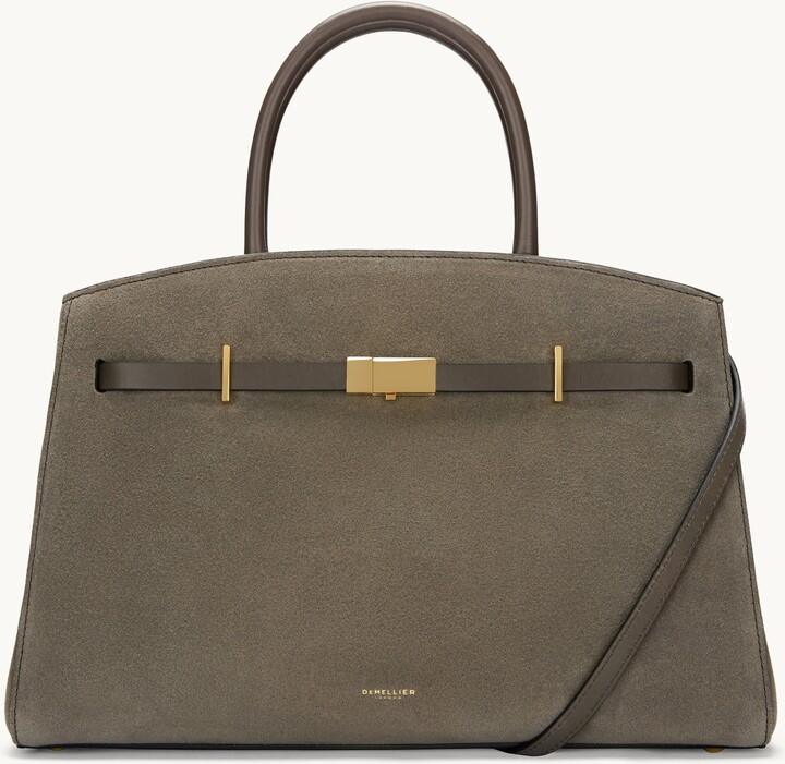 Demellier Midi Hudson Bag Deep Olive Suede