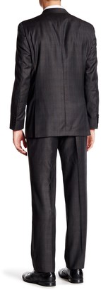 Hart Schaffner Marx Brown Glenplaid Two Button Notch Lapel Wool Suit