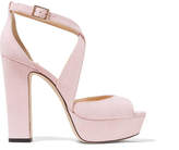 Jimmy Choo - April 120 Suede Platform Sandals - Pastel pink