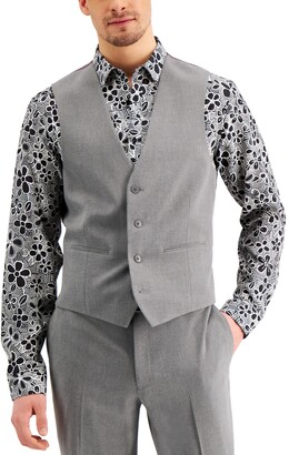 INC International Concepts Men's Slim-Fit Gray Solid Suit Vest, Created for Macy's