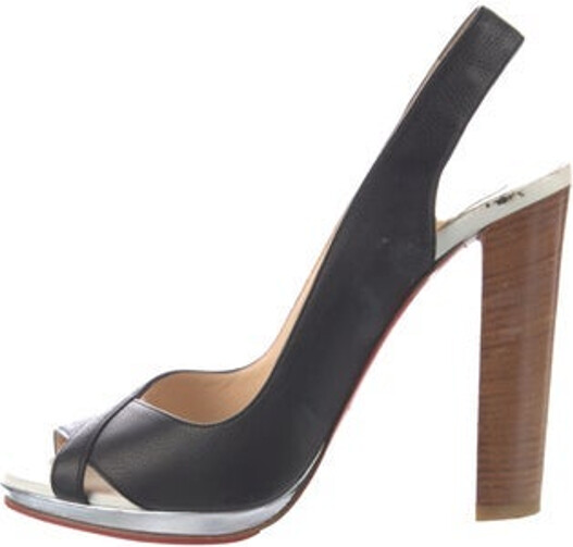 Christian Louboutin Leather Slingback Sandals Black Includes Box Designer