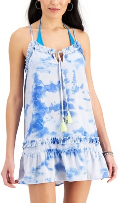 Miken Juniors' Tie-Dyed Ruffled Swim Cover-Up, Created for Macy's Women's Swimsuit