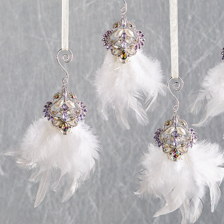Jeweled Feather Ornaments, Set of Three