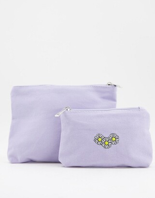 SVNX 2 pack of makeup bags in washed lilac