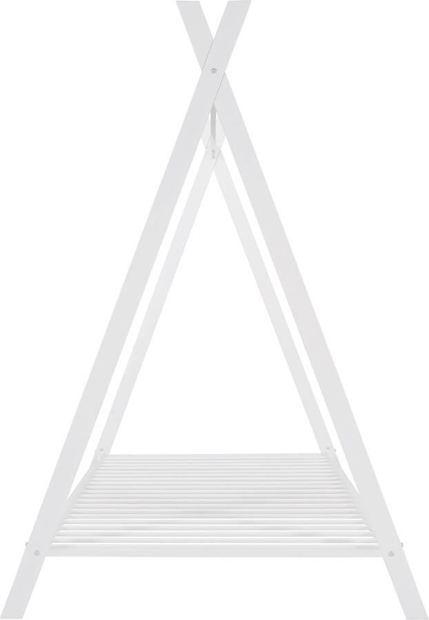 IGEMAN White Twin Size Floor Play House Bed with Slat, Twin Metal House