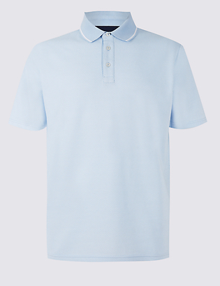 M&S Collection Cotton Rich Textured Polo Shirt