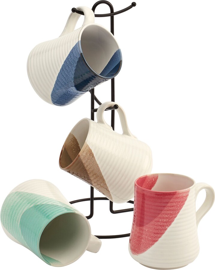 Tabletops Unlimited Tabletops Avenue 4-Pc 13.5-oz Half & Half Embos sed Mug Set