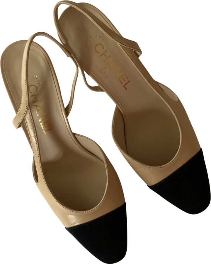 Chanel Slingback leather ballet flats - ShopStyle