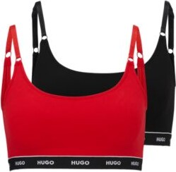 HUGO BOSS Two-pack of stretch-cotton bralettes with logo band