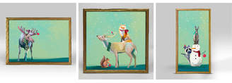 Greenbox Art Holiday Animals in the Snow by Cathy Walters Framed Painting Print on Canvas Set