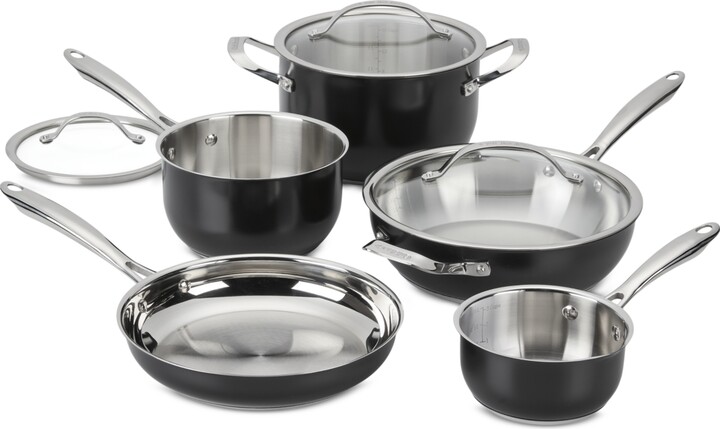 Cuisinart 8-Pc. Black Glaze Stainless Steel Cookware Set, Exclusively at Macy's