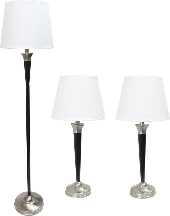 Sonoma Malbec Black Nickel 3-Piece Floor and Table Lamp Set