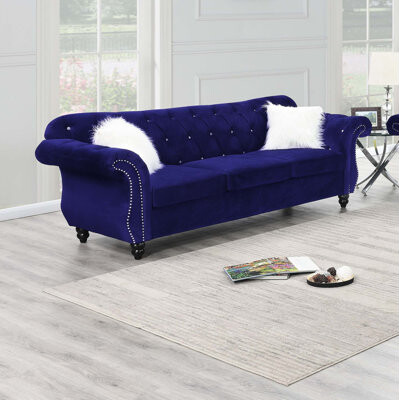 Formal Luxury Look Velvet Sofa W Pillows Couch