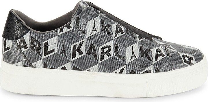 Cassandra Monogram Print Slip On Sneakers