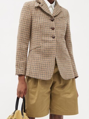 LA FETICHE Bianca Reversible Houndstooth Wool-tweed Jacket - Brown Multi
