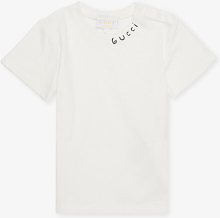 Gucci New White/Mc Brand-Print Crewneck Cotton-Jersey T-Shirt 12-24 Months 18-24 Months